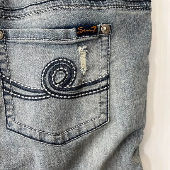 Seven7 Jean Women 18 Plus Boot Cut Mid 38x32 Distress Denim Luxe Retro Core Ex - Picture 11 of 16